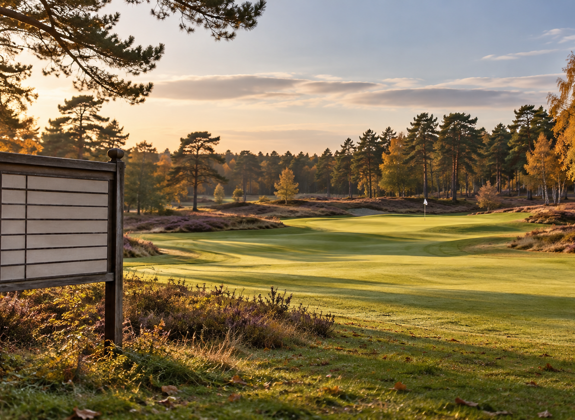 Herfstlicht over een verlaten golfbaan